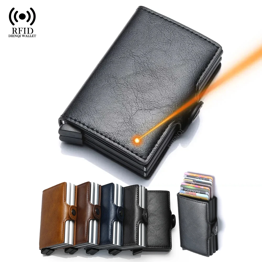 Custom Engraving Wallet Rfid Credit Card Holder Pop Up Double Case Multi-card Wallets Money Bag Engraved Minimalist Smart Wallet
