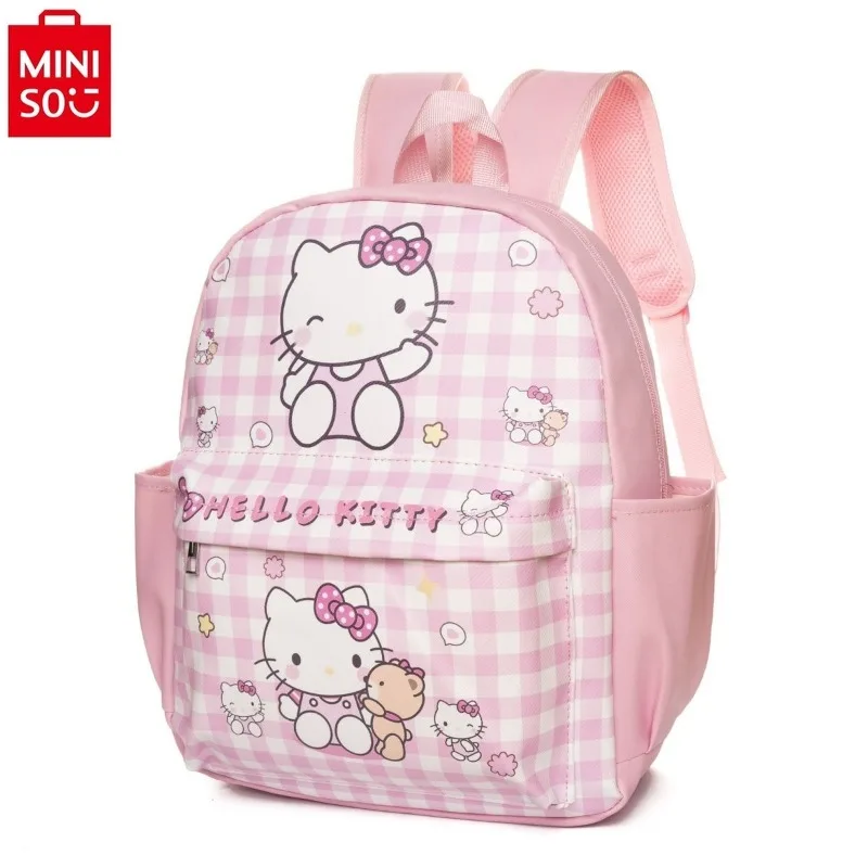 MINISO Sanrio Hello Kitty mochila para crianças, bonito Cartoon Kuromi, jardim de infância grande capacidade