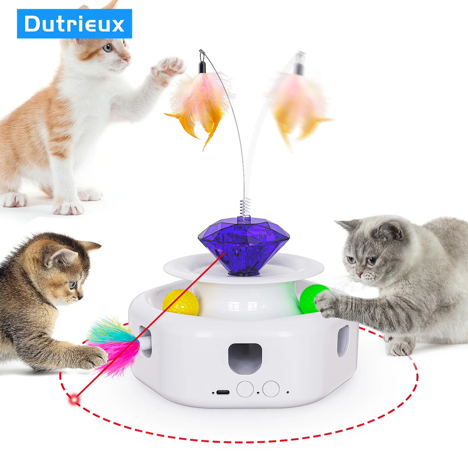 

New 4-in-1 cat teaser, an irresistible smart toy for cats, with 4 adjustable modes and laser dots， pet toys ，cat supplies