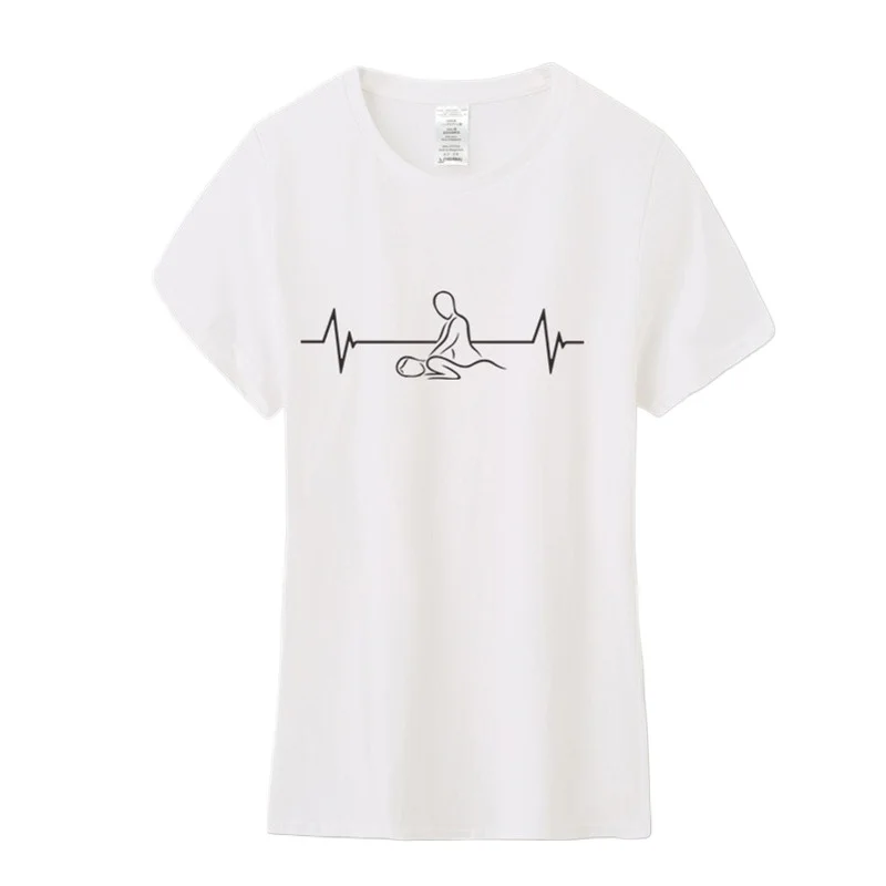 Heartbeat of Massage Therapist O-neck Cotton Short Sleeve Female manga streetweat Hot sale outfits fashion Round neck harajuku