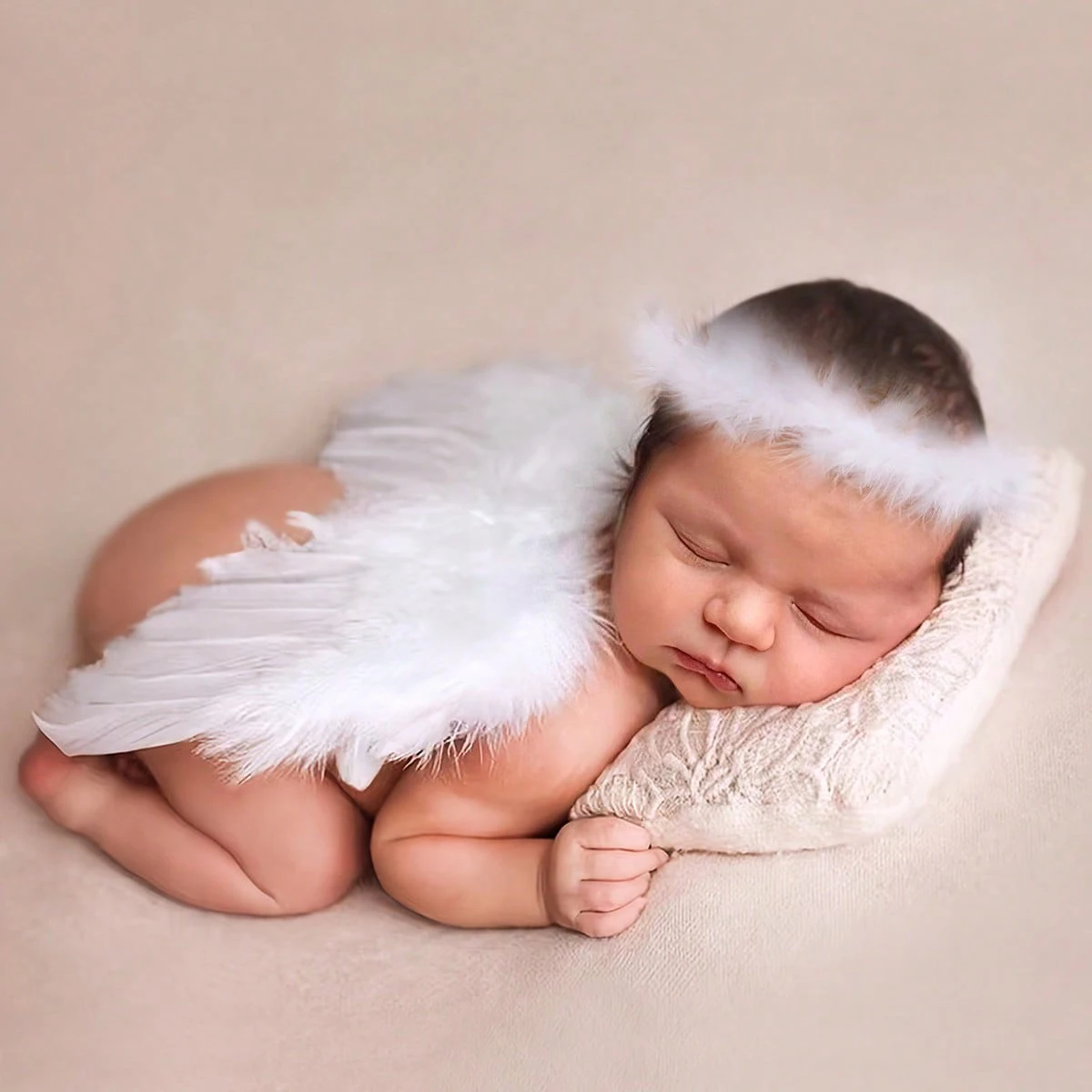 New Handmade Flower Headband Angel Feather Wings Baby Photography Props Baby Fashion Suit Birthday Party Dress Gift