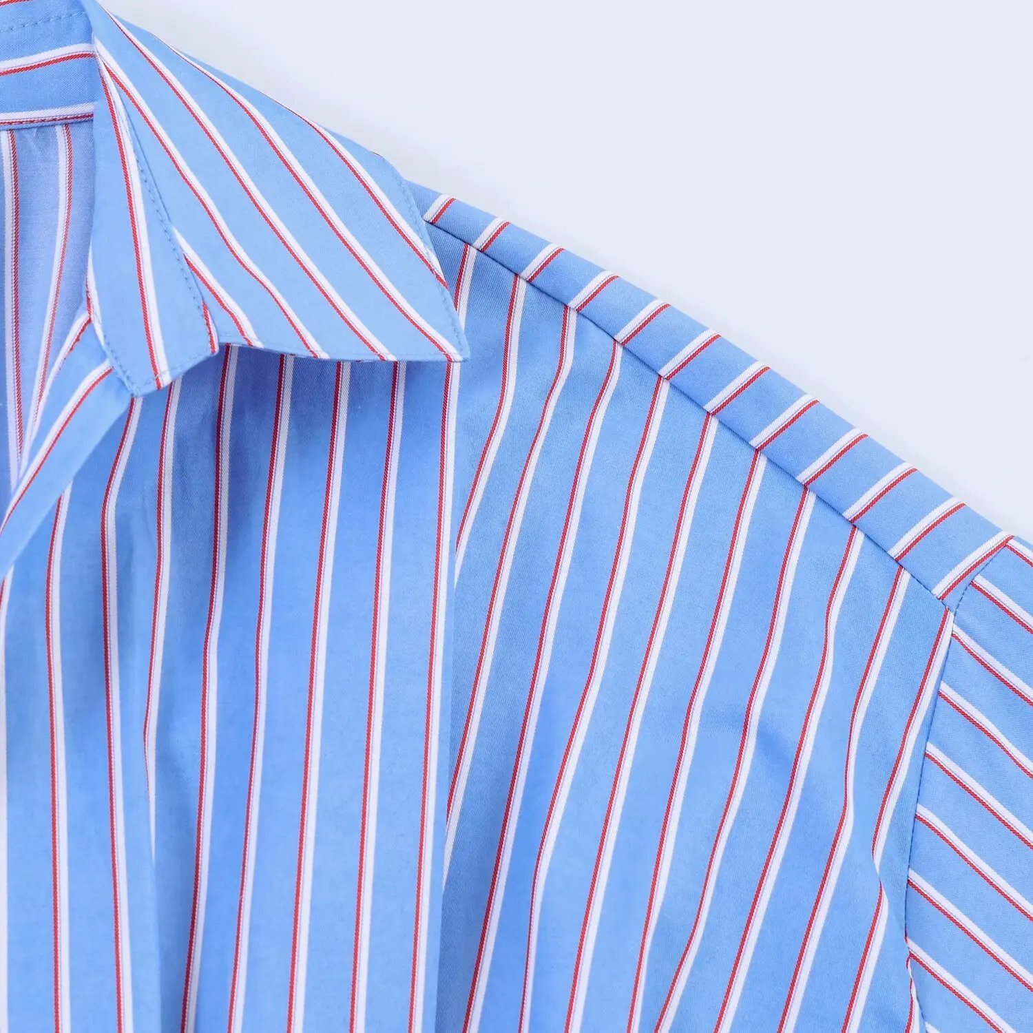 BSAY Neue Damen-Bluse mit elegantem V-Ausschnitt und langen Ärmeln, plissiert, tailliert, Peplum-Shirt, gestreift, einfarbig, lässig, für Büro und Arbeit – Detail 11