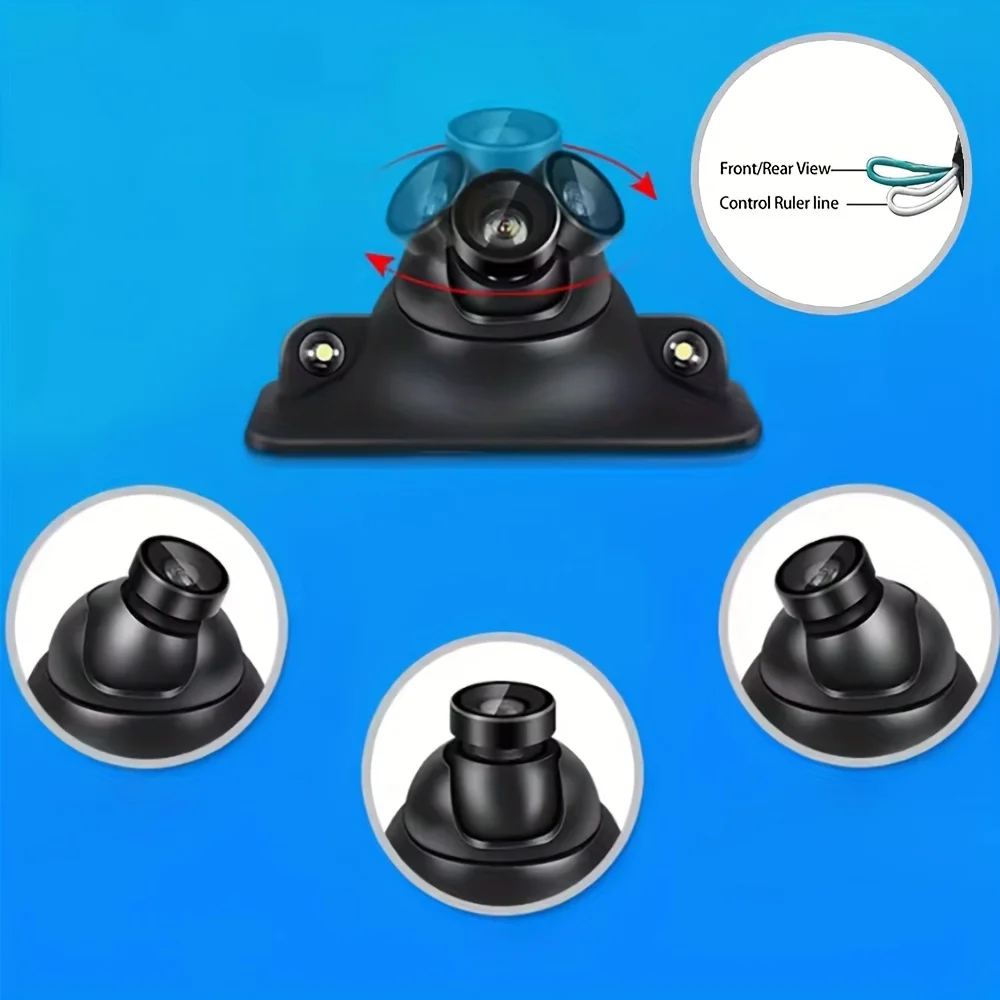 360 °   كاميرا دوارة متعددة الوظائف للسيارة مع رؤية ليلية، 2LED، CCD، كاميرا احتياطية لشاشة CVBS ذات زاوية واسعة