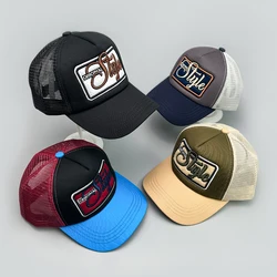 Personal Embroidered Letters Baseball Hats New Unisex Sunshade American Vintage Versatile Fashion Color Block Trucker Caps ins