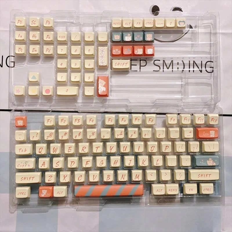 

XDA Height Naughty Bear Keycaps PBT Five Sided Sublimation LM Original 120 Keys Universal Mechanical Keyboard