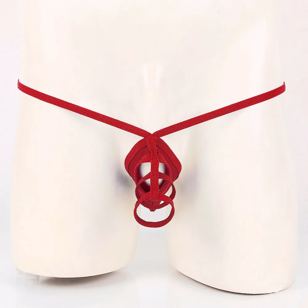 

Men's G-String Thong T-Back Underwear Sexy Breathable Spandex Briefs for Comfort Open Bikini Style in White Black Blue Red