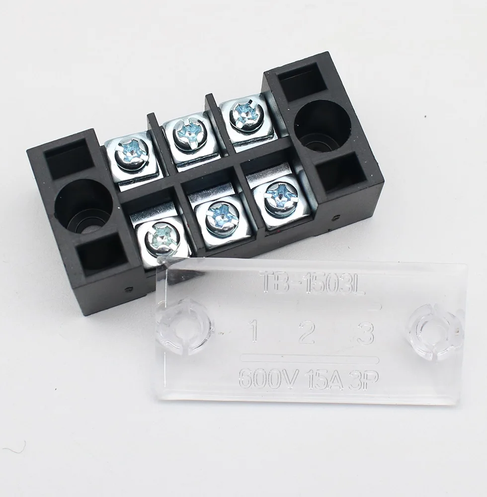 1Pcs Dual Row Screw Terminal Block Strip 600V 15A TB-1503 / TB-1504 / TB1506 / TB-1508/TB1505/TB1510/TB1512/TB1515 Optional