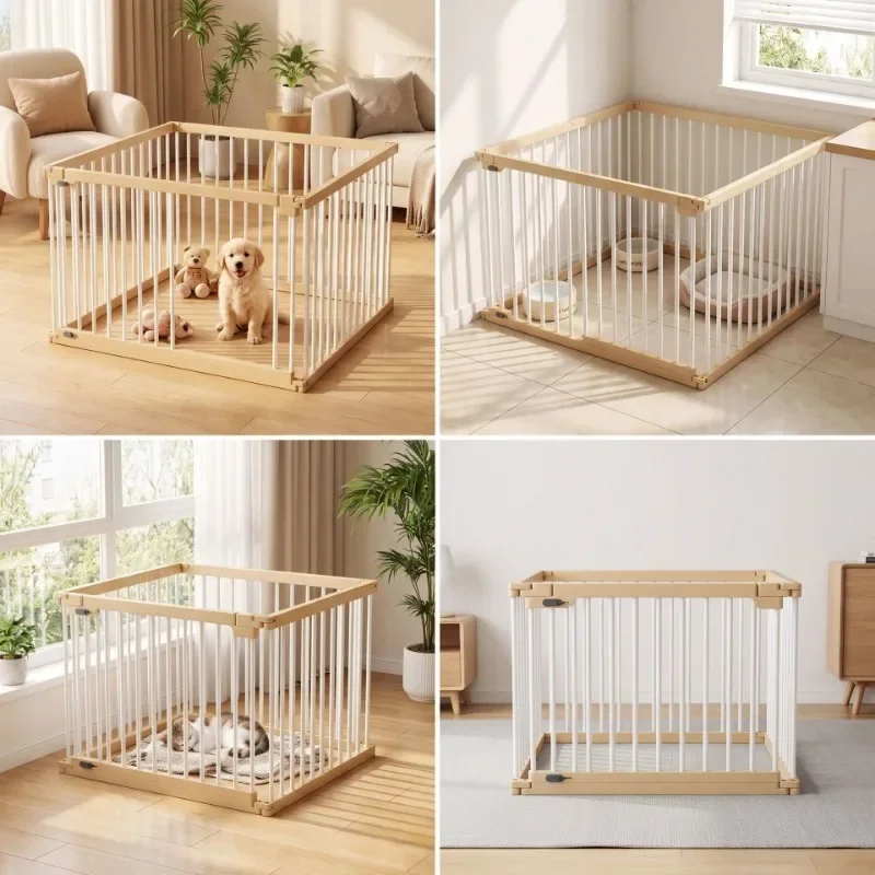 Modular Pet Fence Indoor No Drill Metal Small Medium Protective Gate Removable Kennel Pet Fence Pet Supplies Freestanding