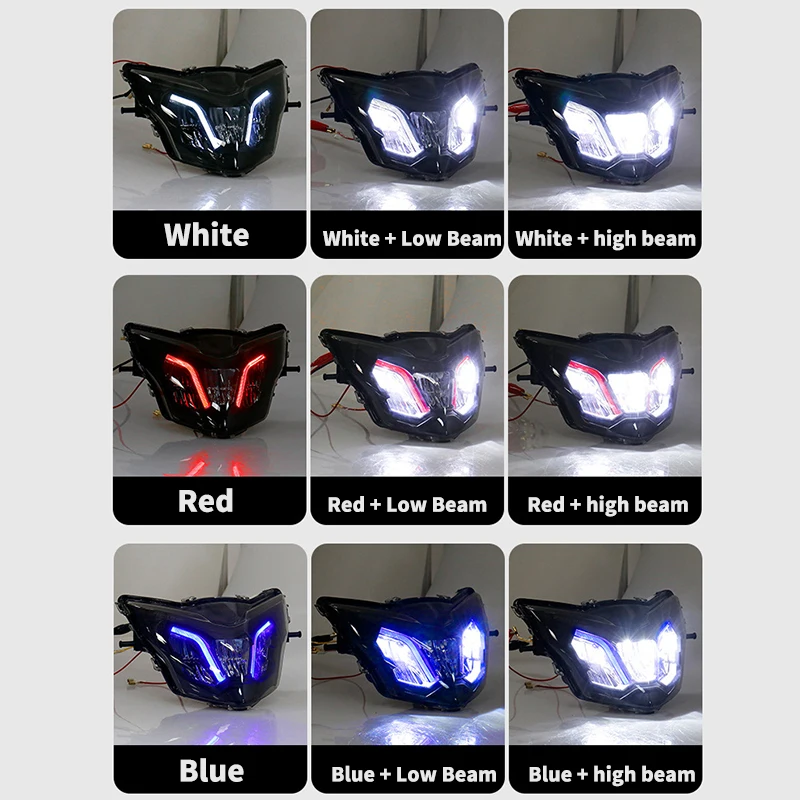 Motorcycle Headlight Assembly H4 High Low Beam Driving Light DRL For Yamaha LC135 V2-V6 12V Red Blue Yellow