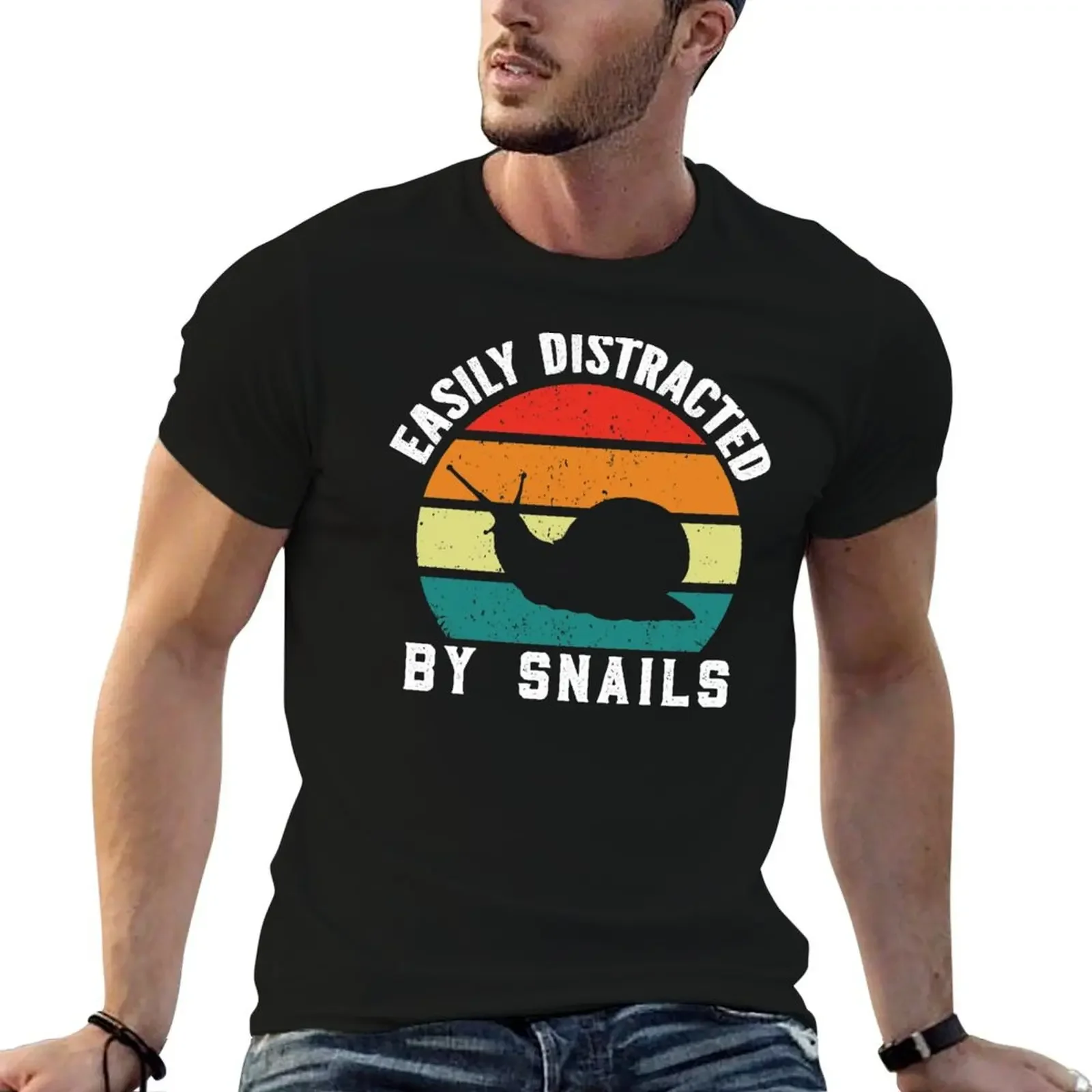 

Easily Distracted By Snails (Funny Gift For Snail Lover) T-Shirt graphic tee shirt baggy shirts designer shirts clothing for men