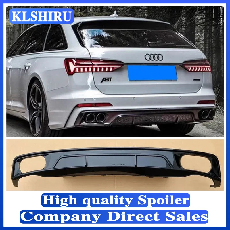 ABT Style PP Rear Bumper Diffuser For Audi A6 S6 C8 avant Sedan Wagon 2019-2021 With Metal Exhaust Tips Carbon Fiber Look 