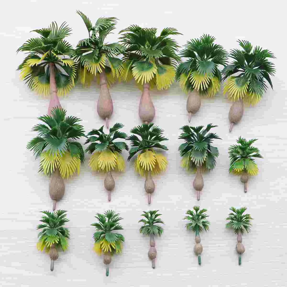 15pcs Tropische Palm Model Bomen 1:100 1:300 Schaal Groen Landschap Architectuur Benodigdheden voor Trein Park Uiterlijk