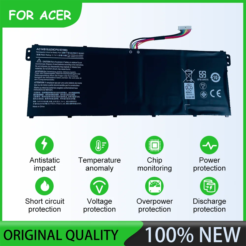 11.4V 36Wh AC14B18J Battery code: AC14B13J Laptop Battery For Acer Aspire E3-111, Aspire E3-112, Aspire E3-112M Aspire ES1-511