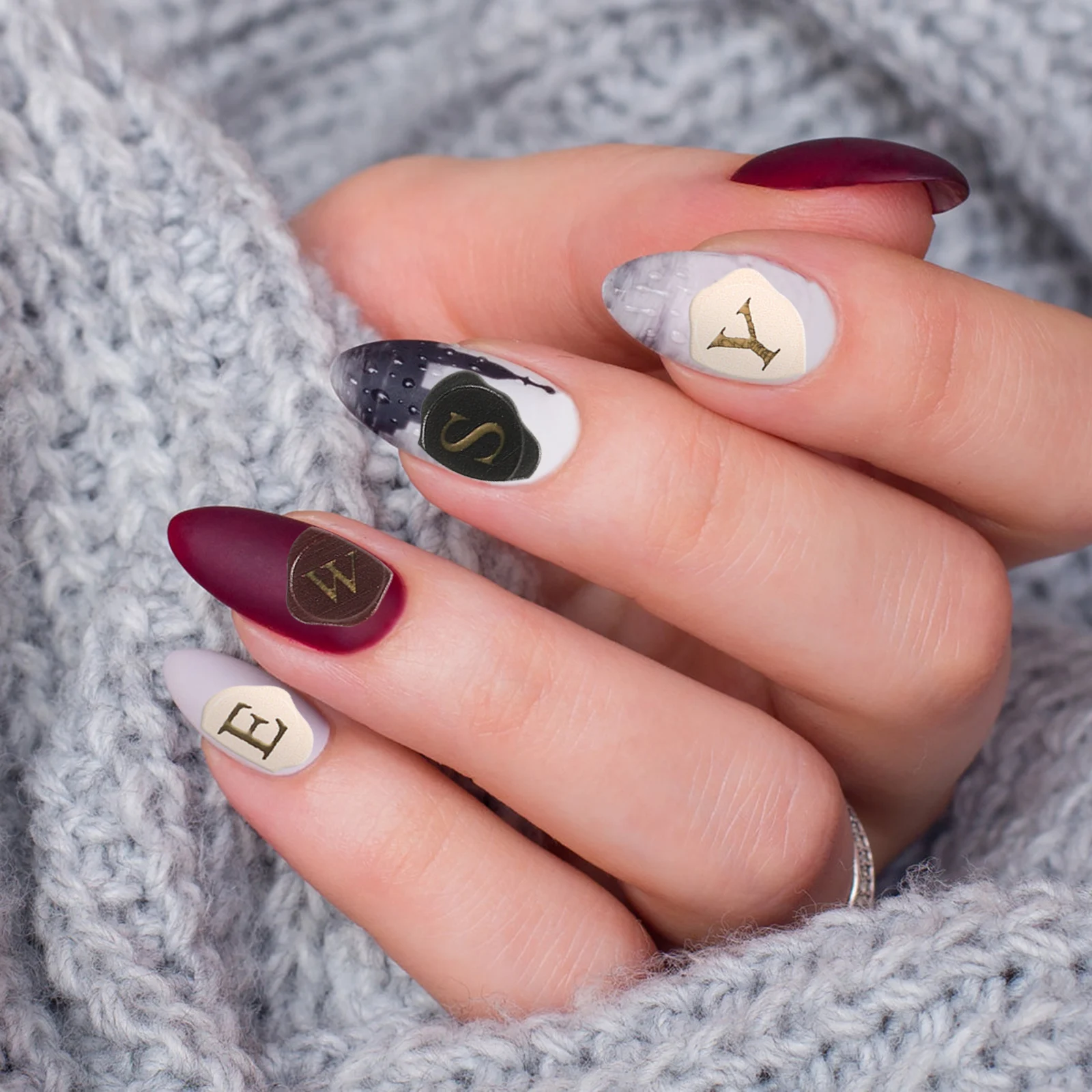 

1 Sheet Nail Stickers for Nail Art Letter Initial Decals Decorative Fingernail Art Accessories Unique DIY Manicure Tools Women