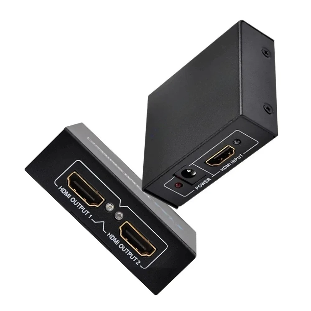 1080P HD Splitter 1 in 2 out HD Video Splitter Distributor 1 Source to 2 Displays Duplicate Display for Loptop PC TV Monitor