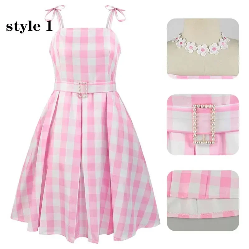 Cosplay Barbi para mulheres e meninas, roupa de Halloween, filme, Margot, Robbie, vestido rosa, Ken, Gary, Gosling, 2023