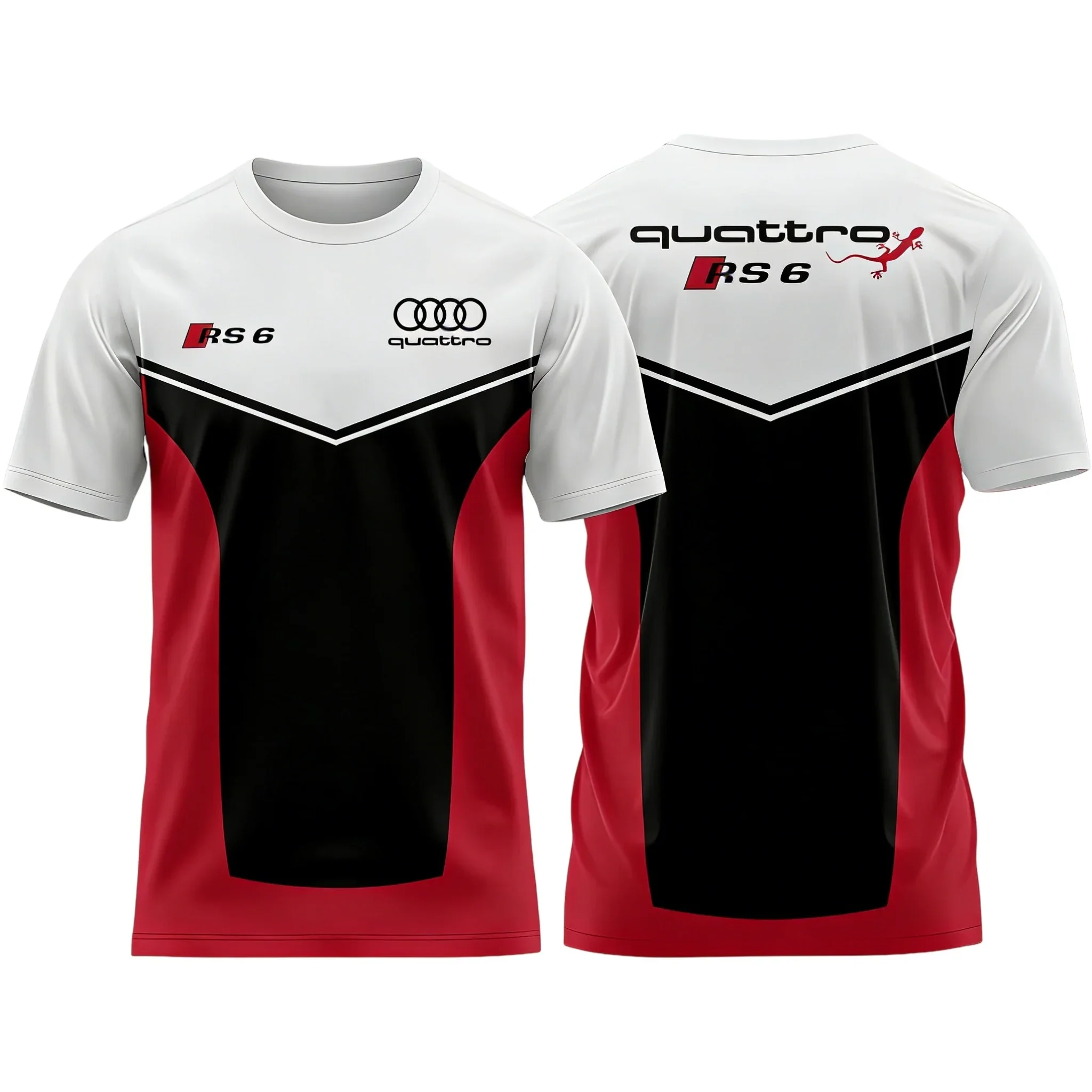 Audi Logo 3D-Druck T-Shirt Herren Sommer 2026 Feuchtigkeitsableitend Schnelltrocknend Bequemes Kurzarm-Trendshirt