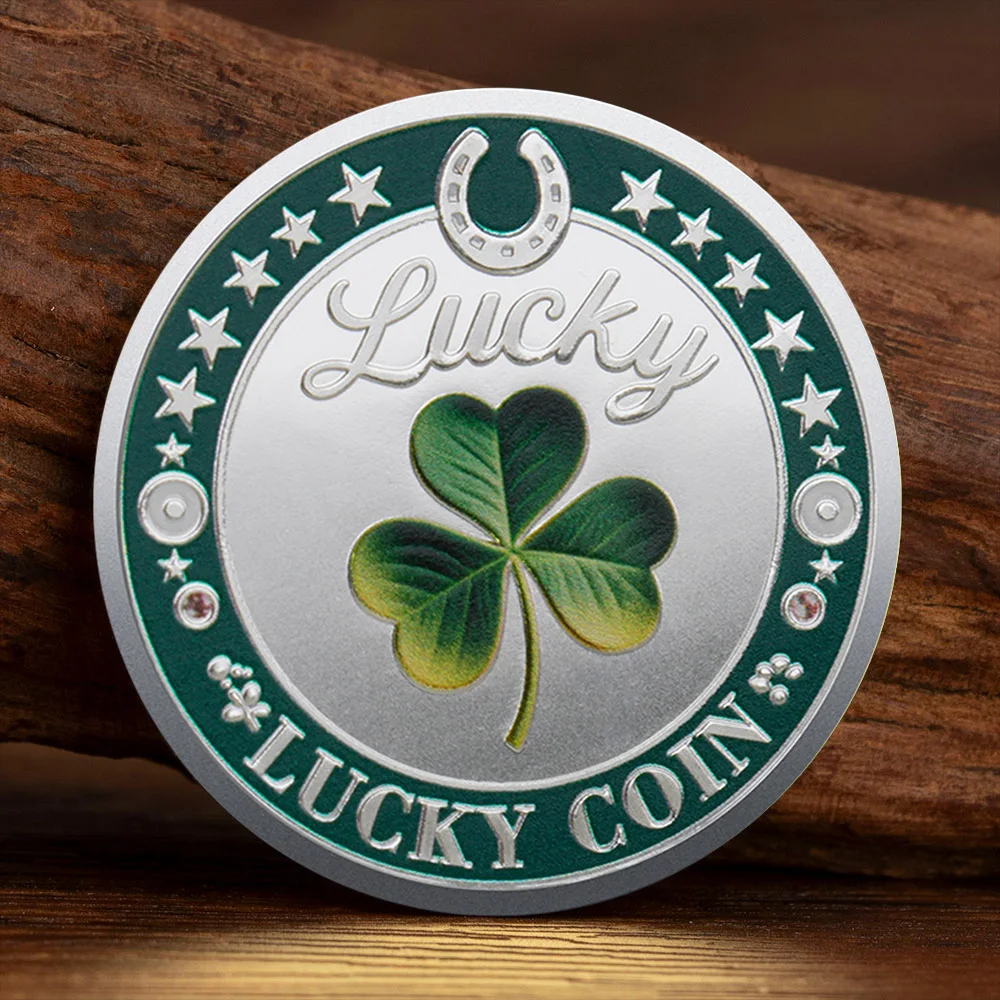 عملة تذكارية مطلية بالذهب البرسيم حسن الحظ فورتونا في عملة تذكارية الأبدية ديكور المنزل