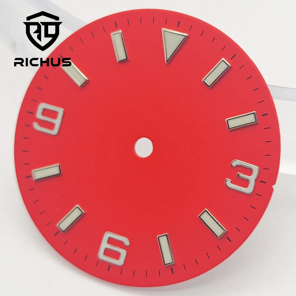 RICHUS 29mm esfera del reloj azul verde luminoso ajuste NH35 NH36 ETA2824 2836 Miyota8215DG2813 3804 movimiento