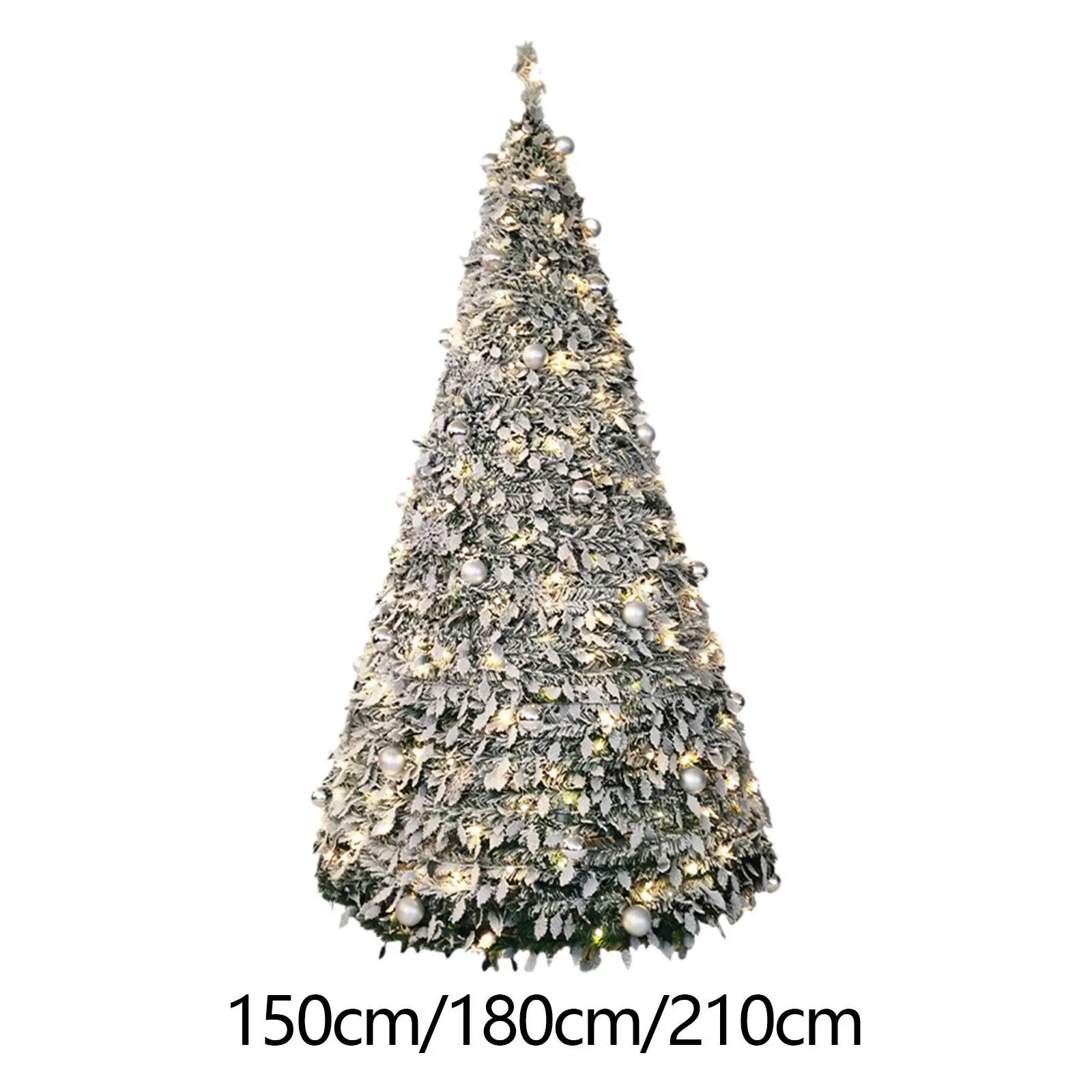 Folding Artificial Christmas Tree with Lights PVC Material Xmas Decoration Versatile for Home Offices Lightweight Easy Assembly