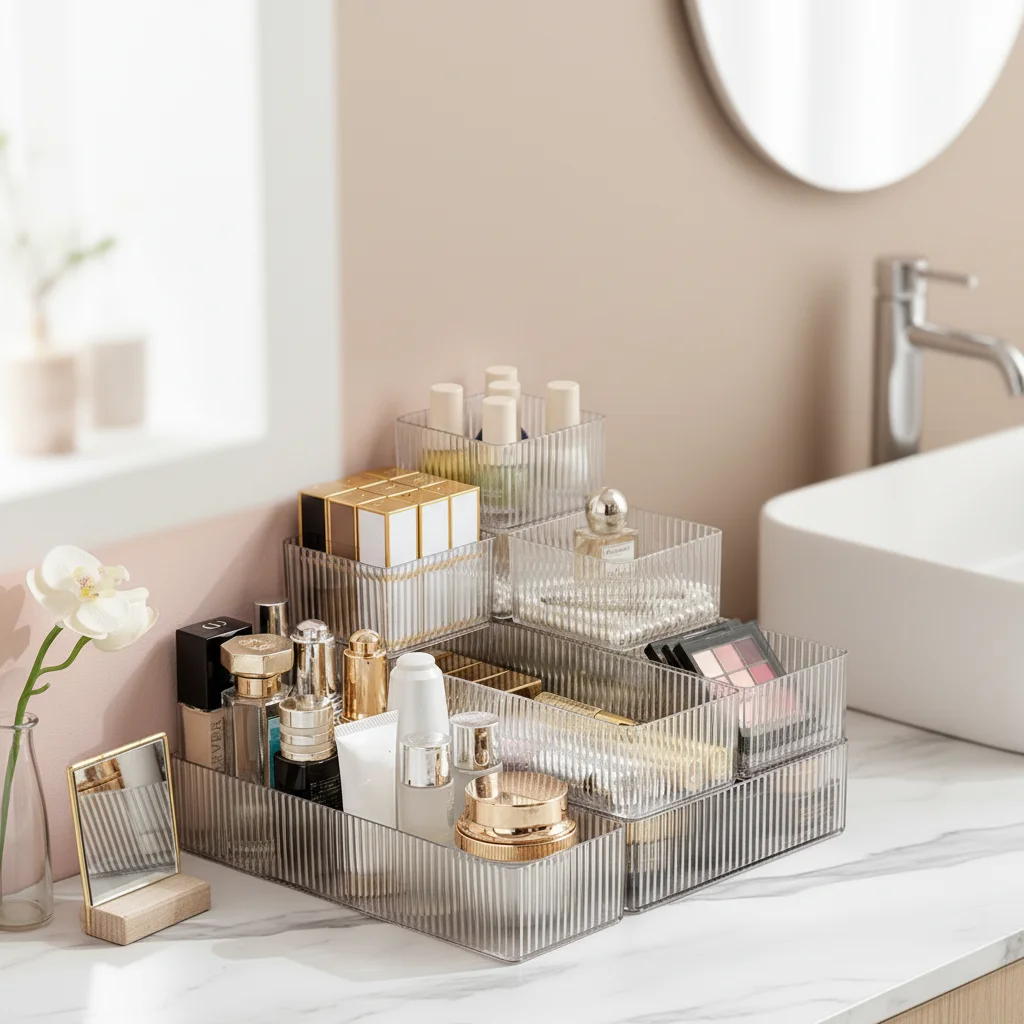 

Прозрачный пластиковый органайзер для хранения украшений, косметики и бытовых принадлежностей