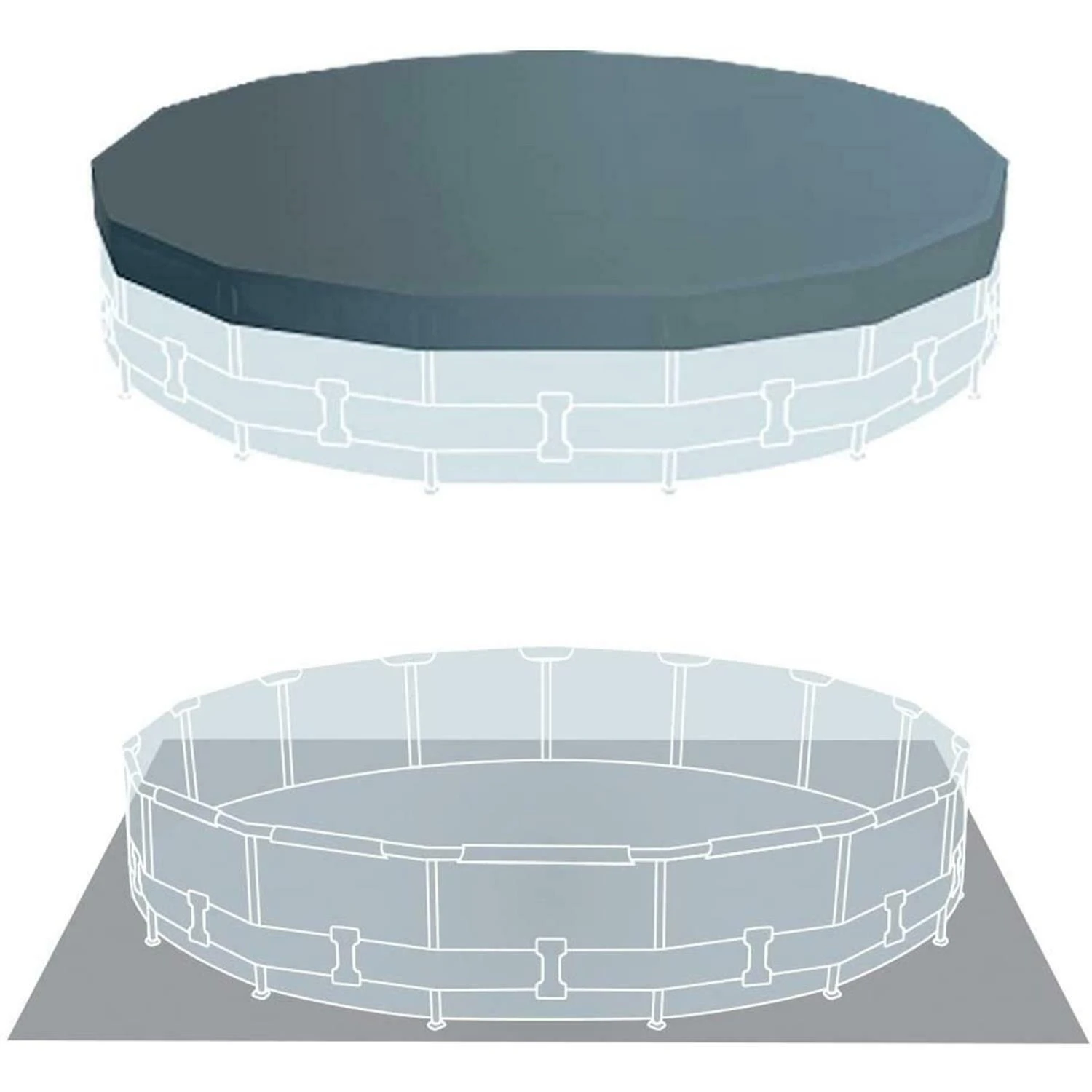 Piscina con estructura de tubo de grano de madera de 15 pies, juego redondo privado para villa, material de PVC engrosado de tres capas