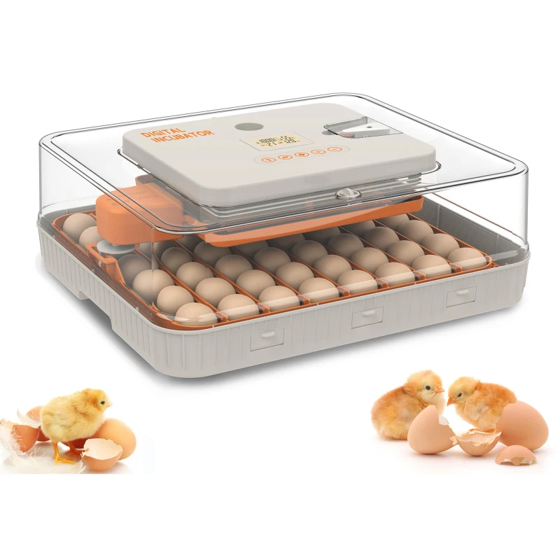 

56-йкубатор для яиц, автоматический поворот, контроль влажности, цифровой инкубатор для птицы для курицы, утки, гуся, встроенный свеча для яиц