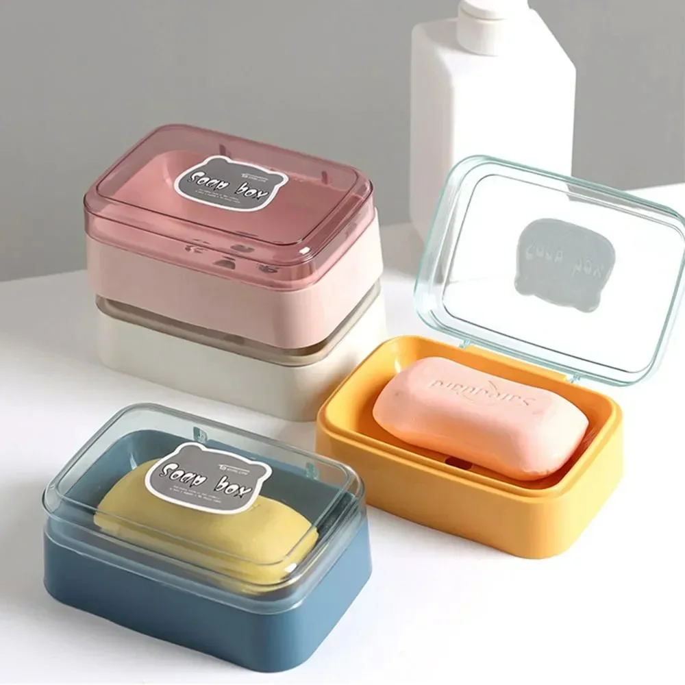 Jabonera portátil con tapa, jabonera de viaje de plástico, mantiene el jabón seco para el baño, el hogar y al aire libre