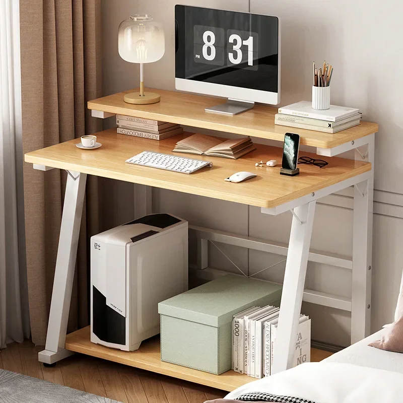 Official New Small Computer Desk Desktop Double-La Mini study Home  Mobile Bedside Table Net Class Simple Apartment