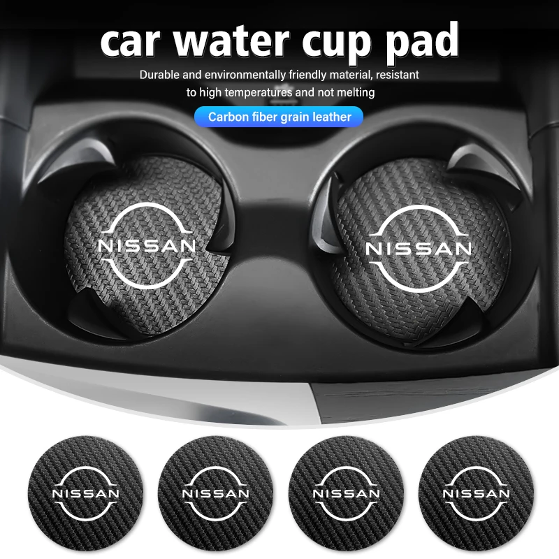 Carbon Faser Auto Untersetzer Nicht-slip Wasser Tasse Halter Einsatz Matte Für Nissan Pulsar Skyline Patrol Navara Micra X-trail