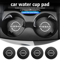 Carbon Fiber Car Coaster Non-slip Water Cup Holder Insert Mat For Nissan Pulsar Skyline Patrol Navara Micra X-Trail