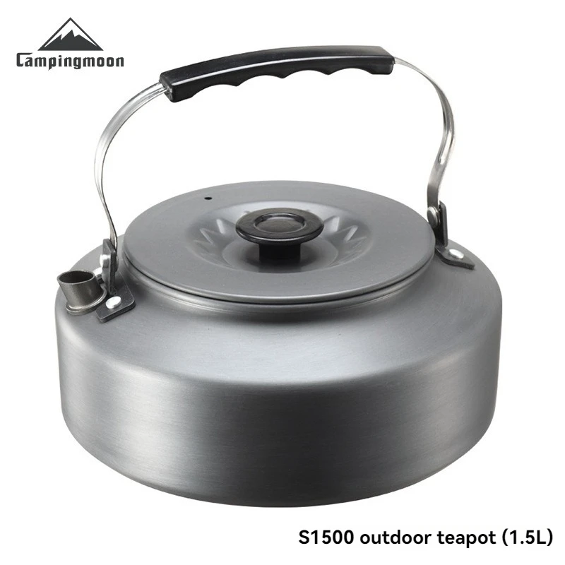 

S1500 Кемпинг Пикник Кипящая вода Чай Кофейник Портативное оборудование для кемпинга Алюминиевый сплав Чайник с горячей водой