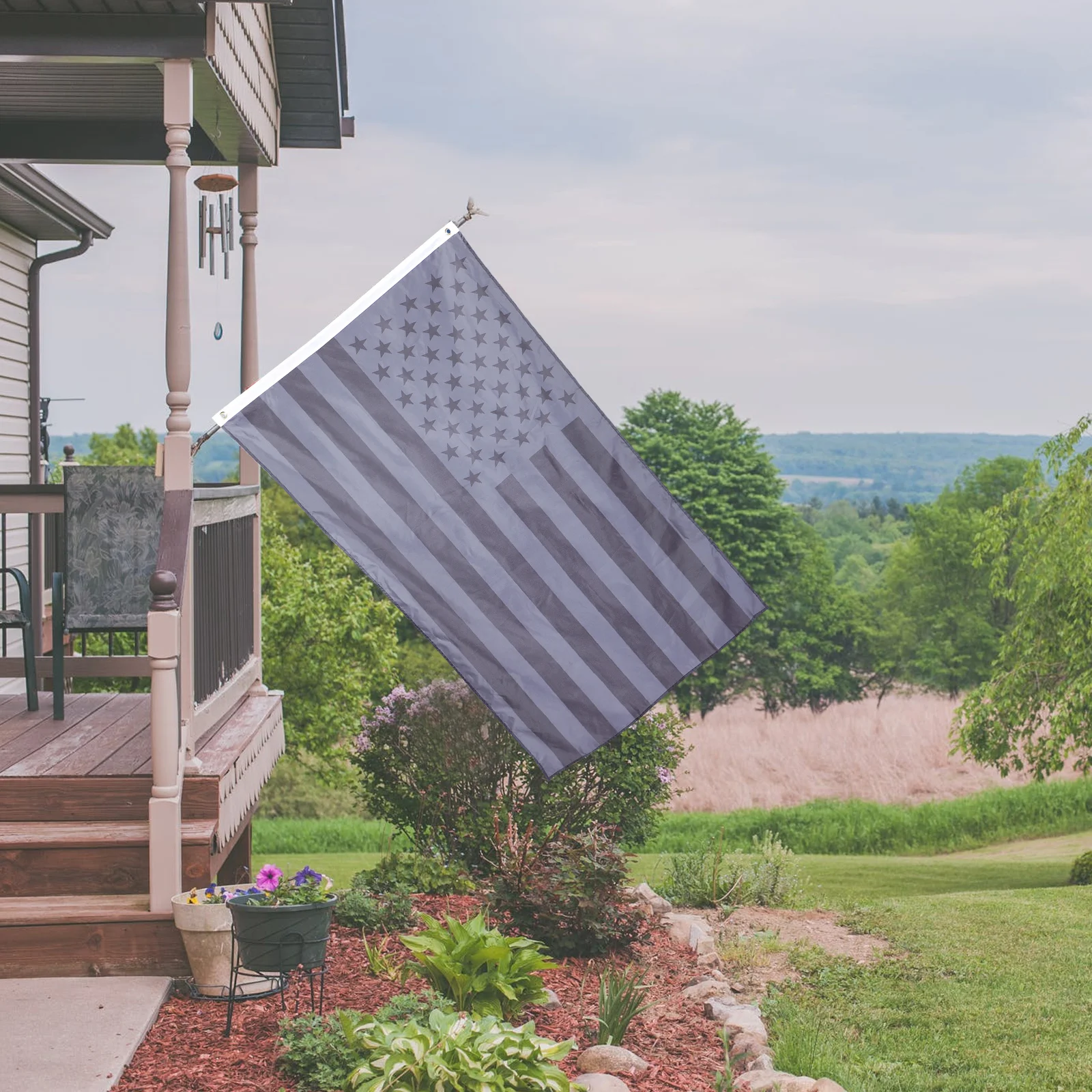 

1Pcs Black America Flag Garden Decor Premium Polyester Windproof Yard Decoration for Outdoor Home Flag Decor