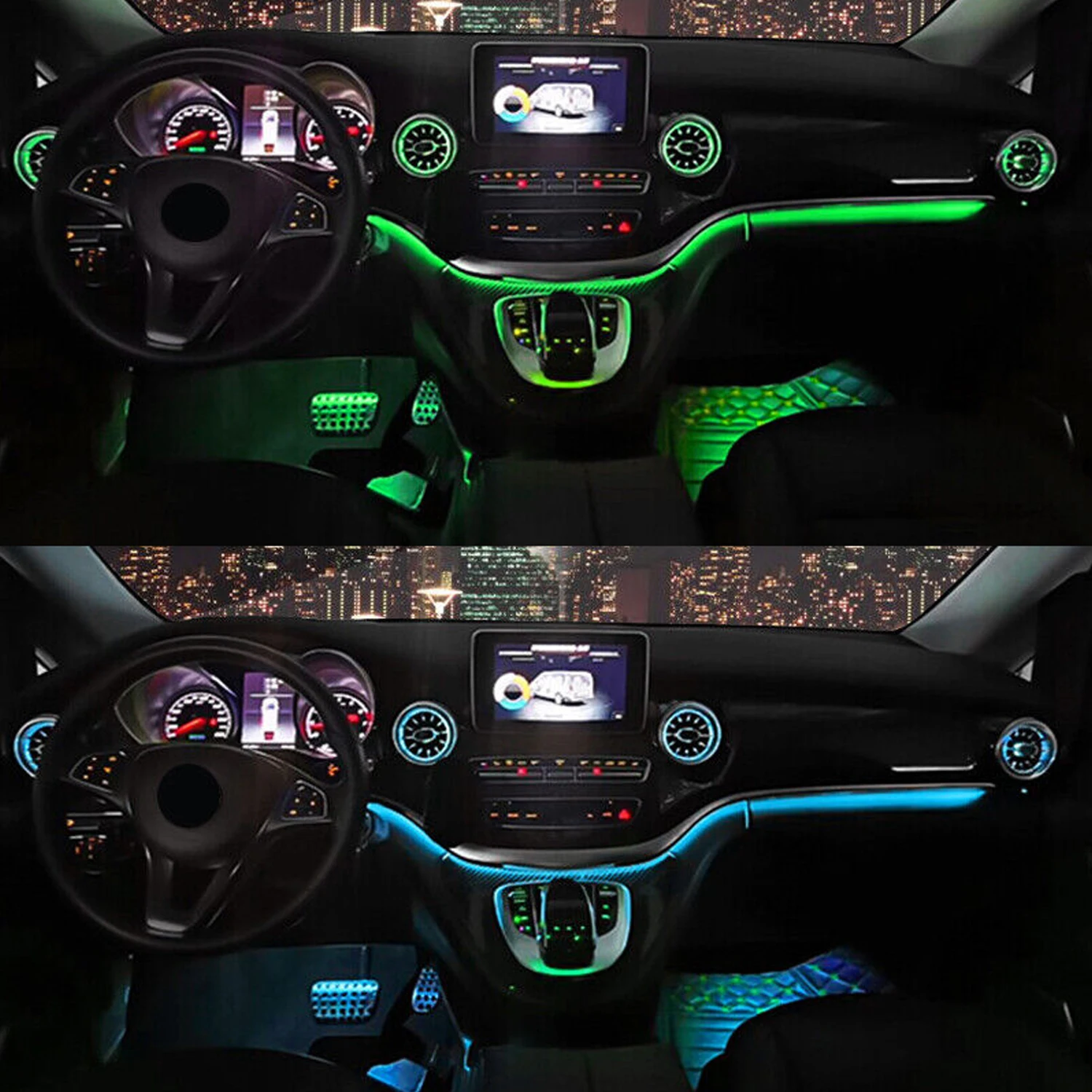 مجموعة مصابيح جو الضوء المحيط LED مكونة من 64 لونًا لسيارة Mercedes-Benz V Class W447