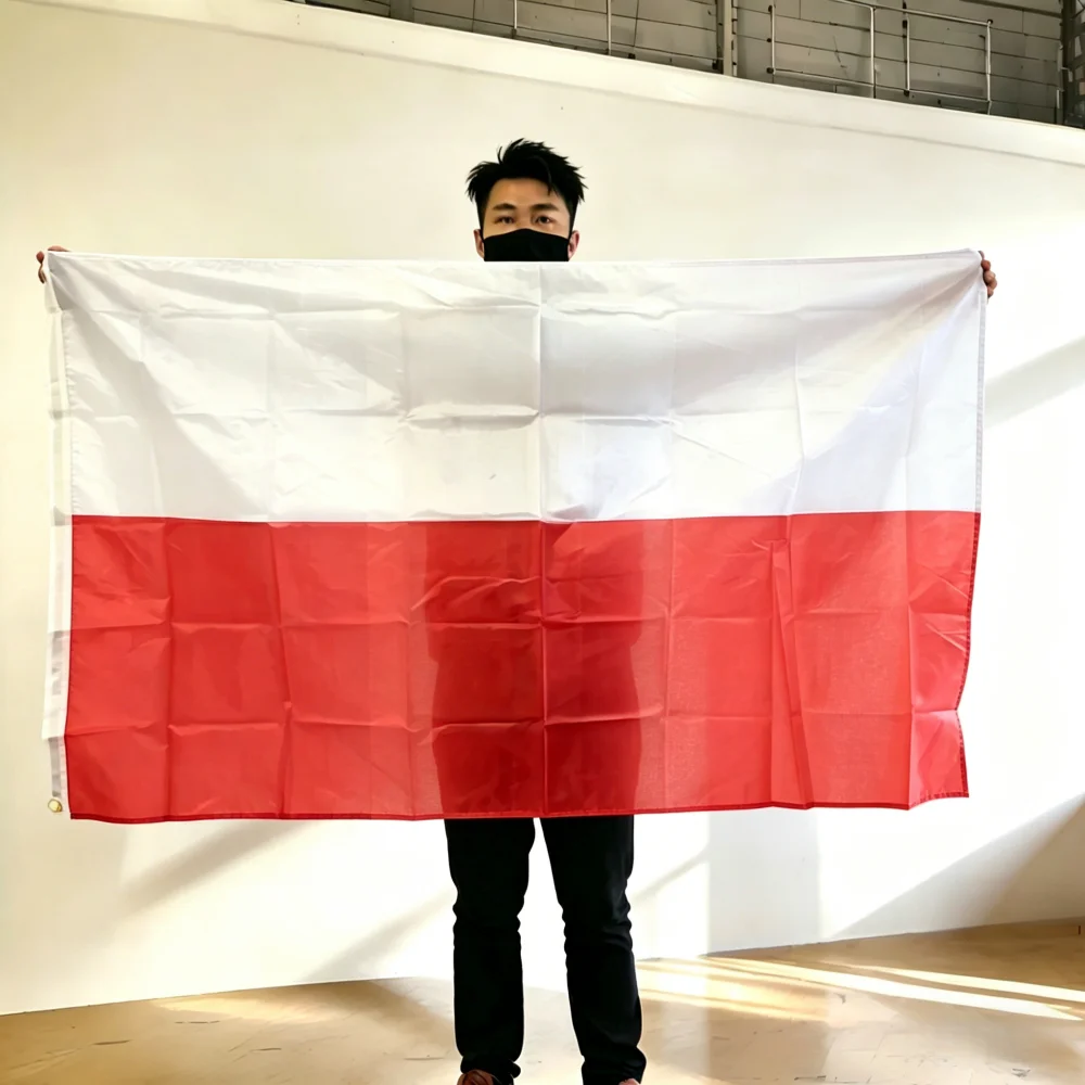 FlagGo Poland Flag 150x90cm 3x5 FT White Red Stripes Polish National Flag Polyester Double Stitched Outdoor Indoor Decoration