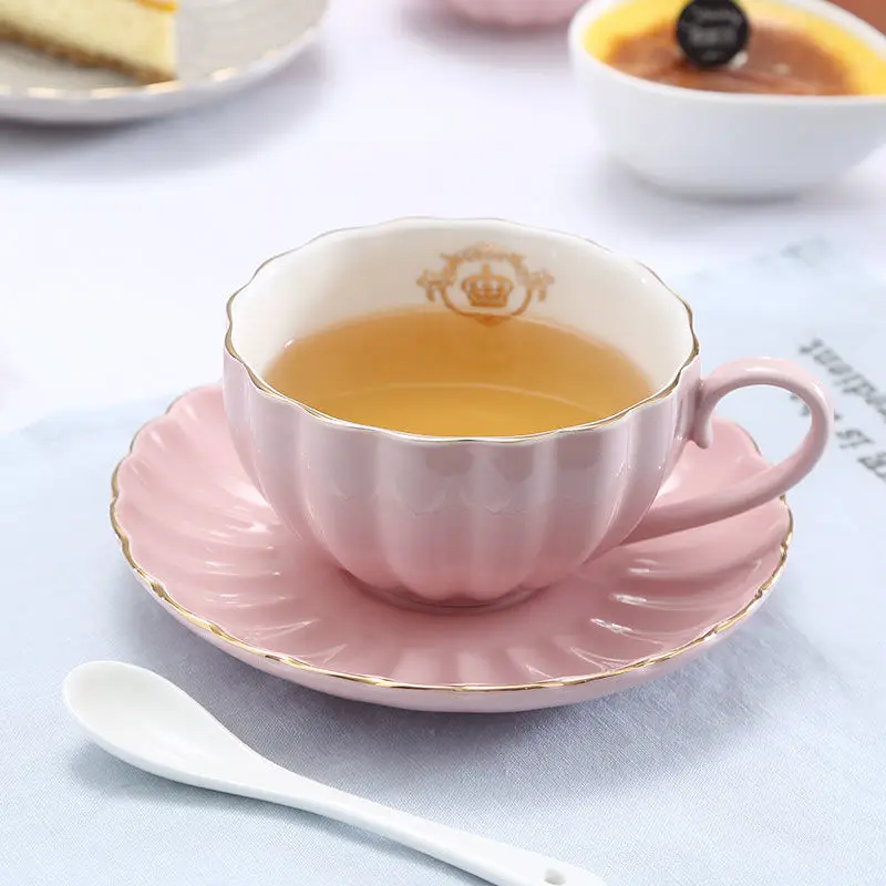 European-style Ceramic Coffee Cups, Plates, Teacups with Spoons, Simple English Afternoon Tea Set  كوب قهوة  Espresso Cups Set