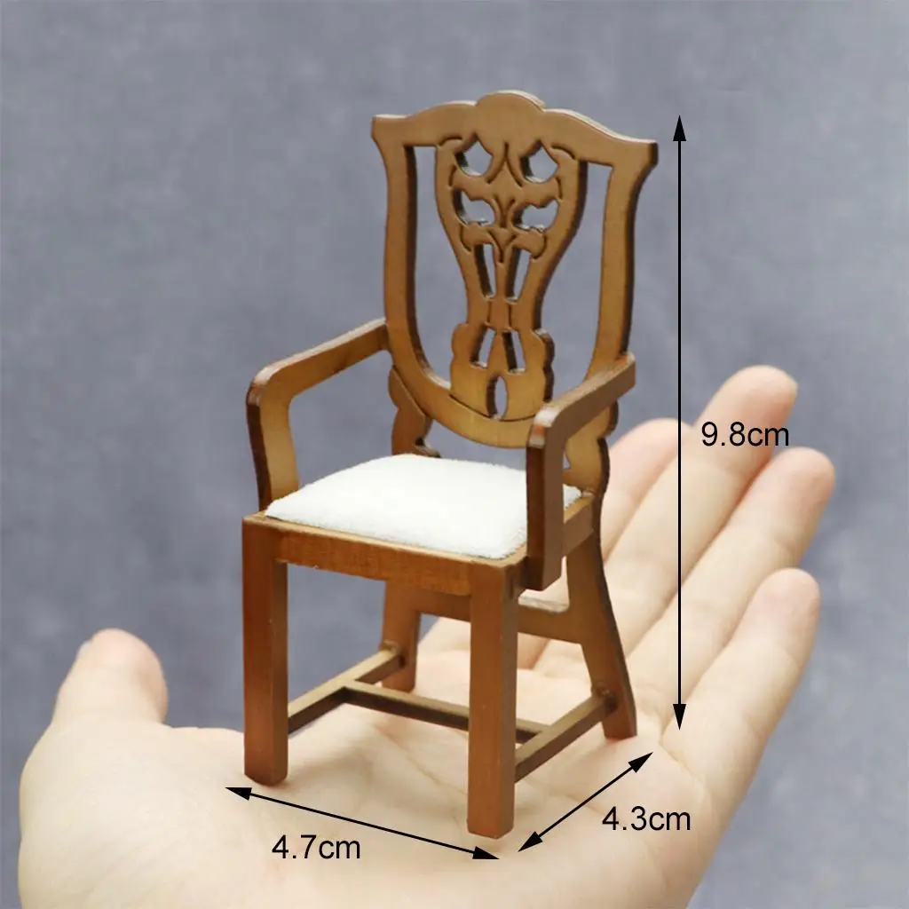 

Miniature Dollhouse Accessories Wooden Chairs Brown 1 12 Scale Living Room Dining Room Furniture for Doll House Scene