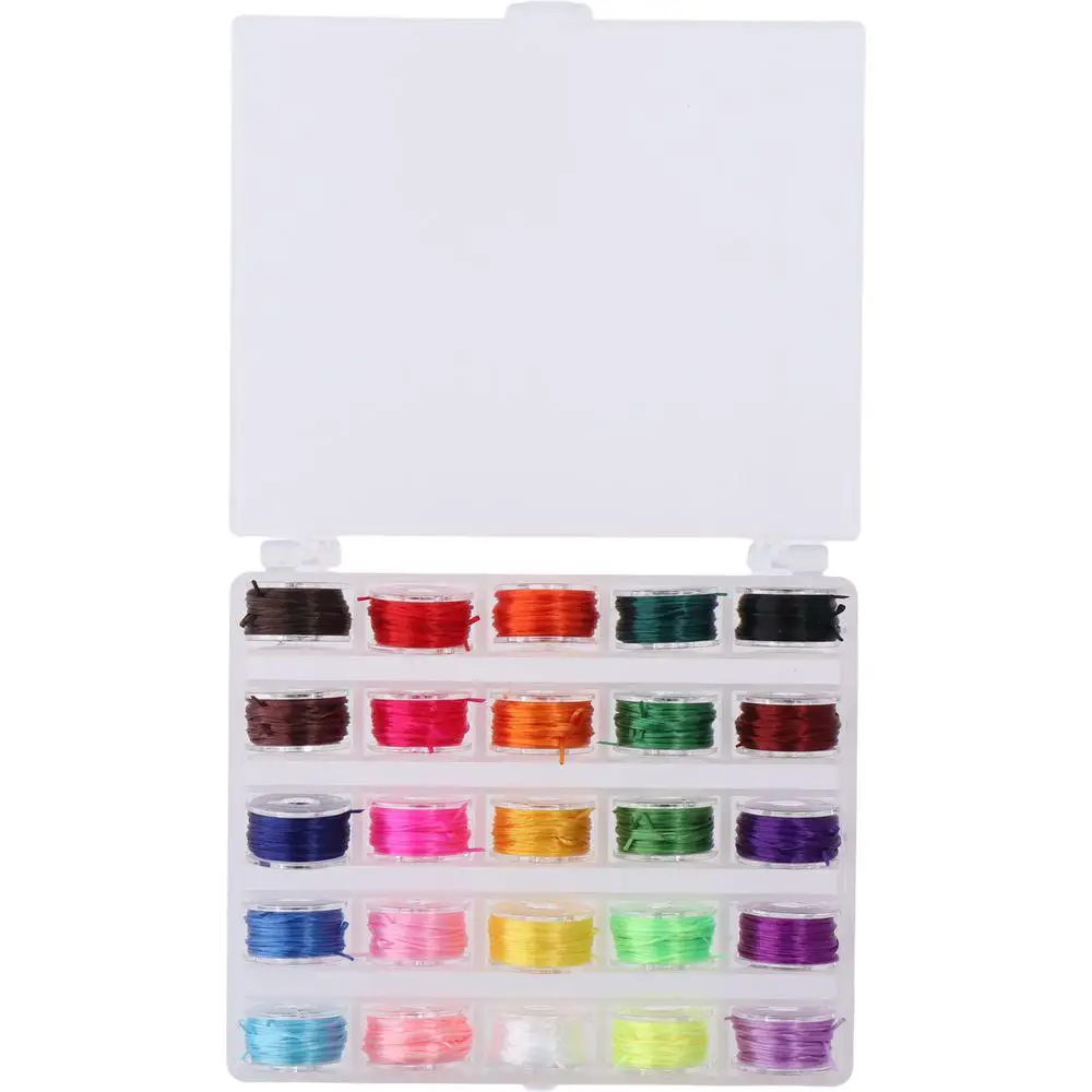 

25 Rolls Bracelets 25 Colors Elastic String Cord Set Bracelet Making Sewing Kit Keychains Lanyards DIY