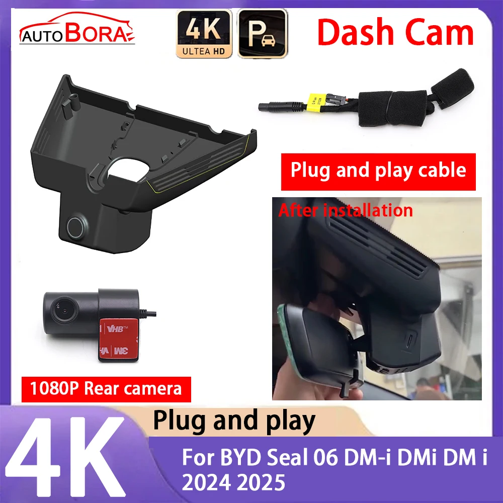 

AutoBora 4K 2160P Car Camera Plug and Play UHD Dash Cam Night Vision for BYD Seal 06 DM-i DMi DM i 2024 2025