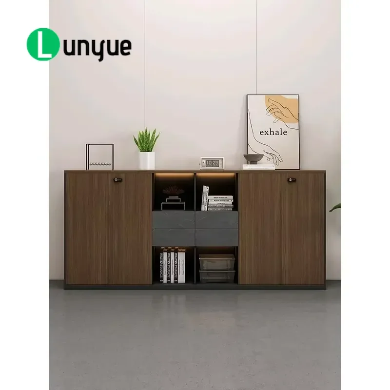 Modern Minimalist Wooden Office File Cabinet with Lock and Removable Baffle for Secure Document Storage in Home or Workplace