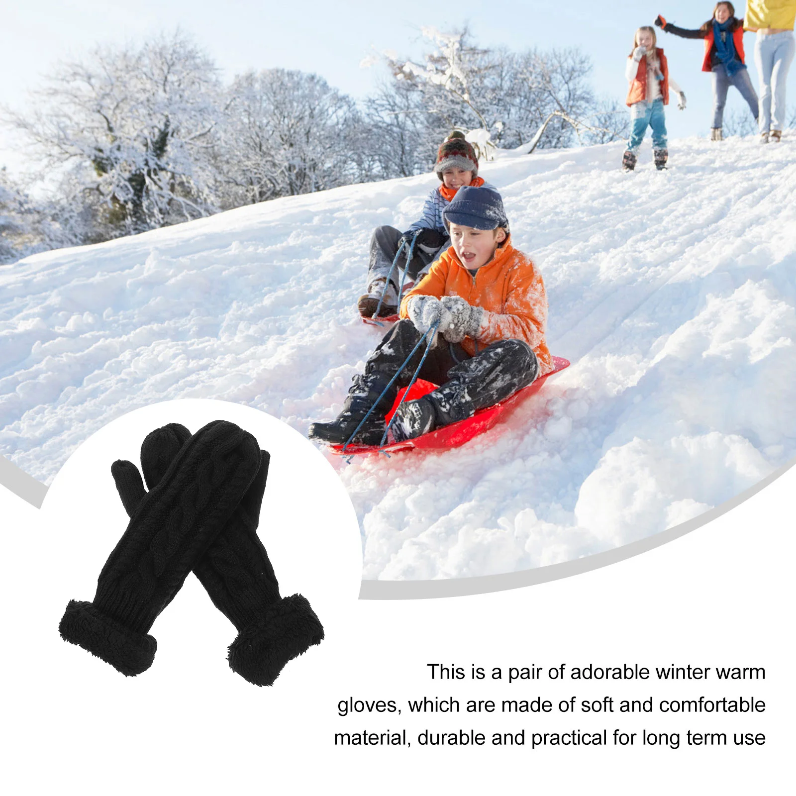 

1Pair Thickened Knitted Gloves Warm Lining Adult Winter Wear Resistant Outdoor Accessory Adult Gloves Outdoor Mittens