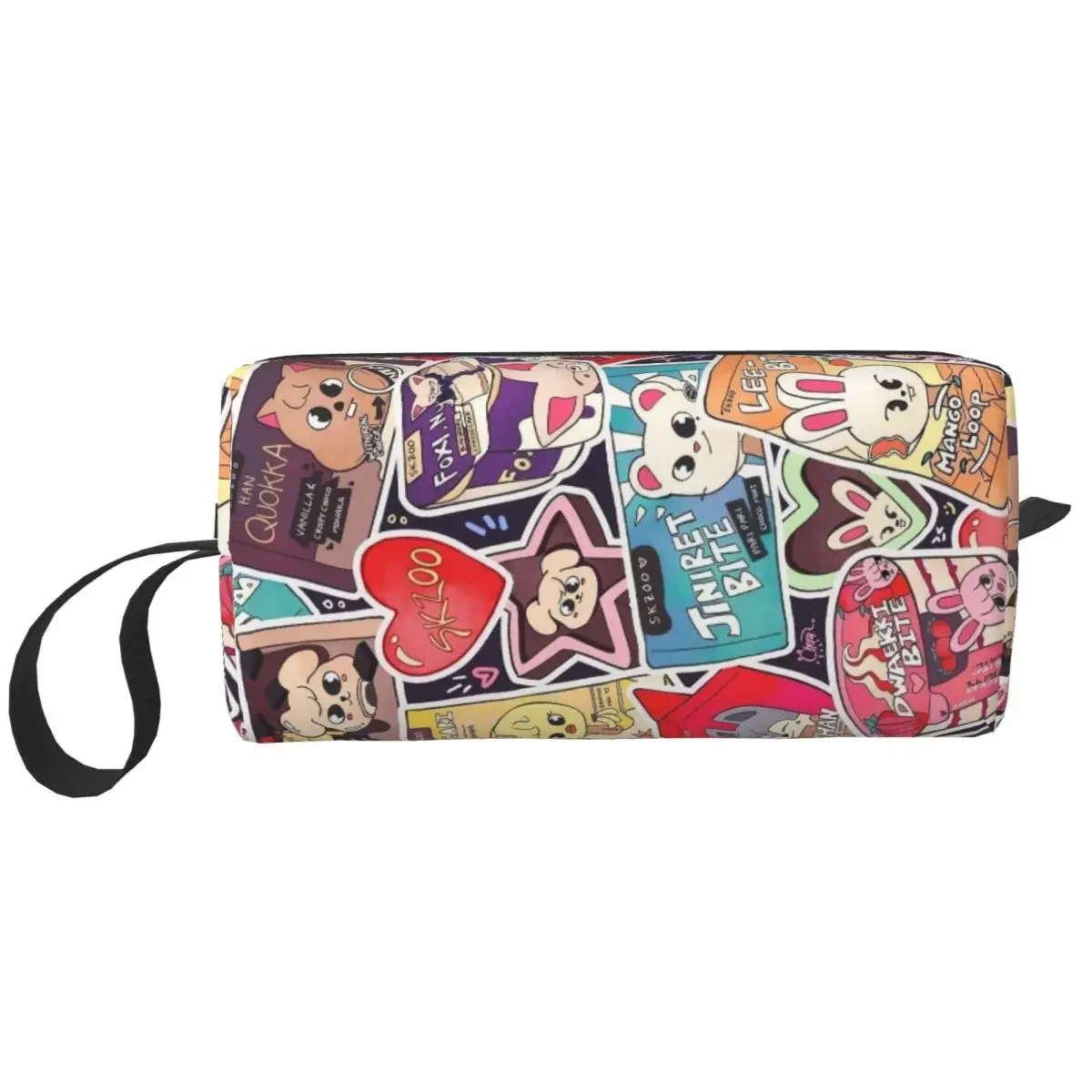 STRAY Cute KIDS Large Makeup Bag Zipper Pouch Travel Cosmetic Bags Straykids SKZ Kpop Idol Portable Toiletry Bag for Women