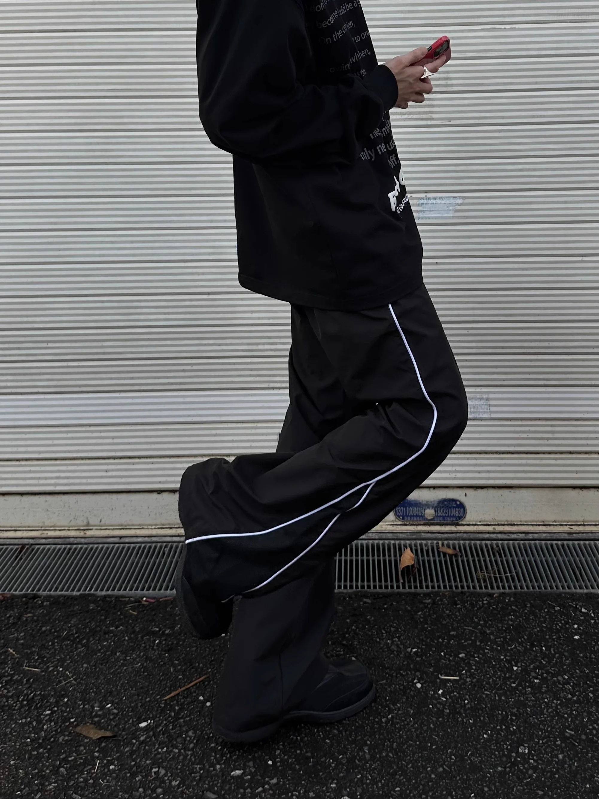 

Bla Ice Silk Qui Dry Брюки Американские сращивания в полоску Спортивные Свободные Повседневные Дышащие Расклешенные Модные Брендовые Пара High Street Мужчины