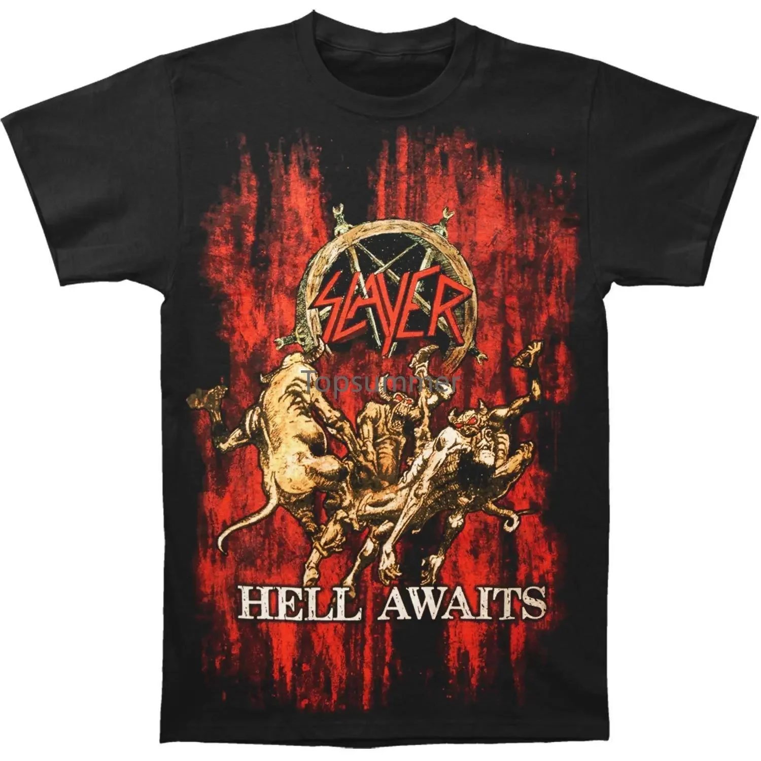 Slayer Men\'S Hell Awaits Blood T Shirt Black