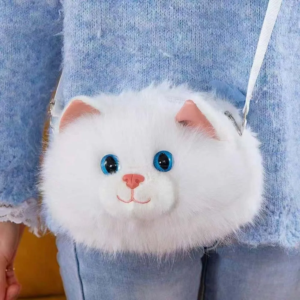 Kawaii Handbag Cat Crossbody Bag Fluffy Realistic Cute Animal Shoulder Bag Soft Cute Fluffy Kitten Purse Party