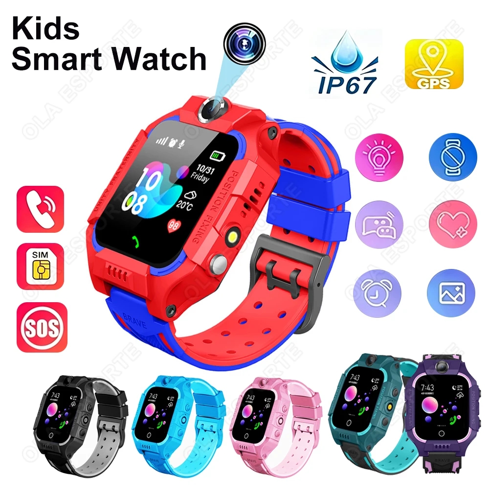 

2026 New Kids Smart Watch HD Camera SOS GPS Location Sim Card Call Child SmartWatch Waterproof For Boys Girl Student Gift HW12