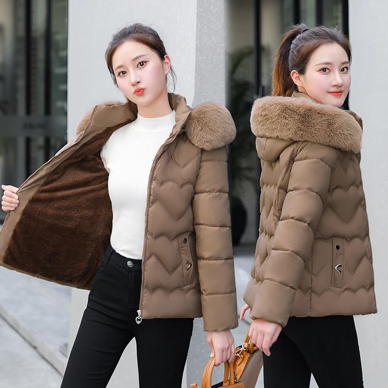 2023 New Winter Jacket Women Parka Fashion Long Coat Wool Liner Hooded Parkas Slim With Fur Collar Warm Snow Wear Padded Clothes