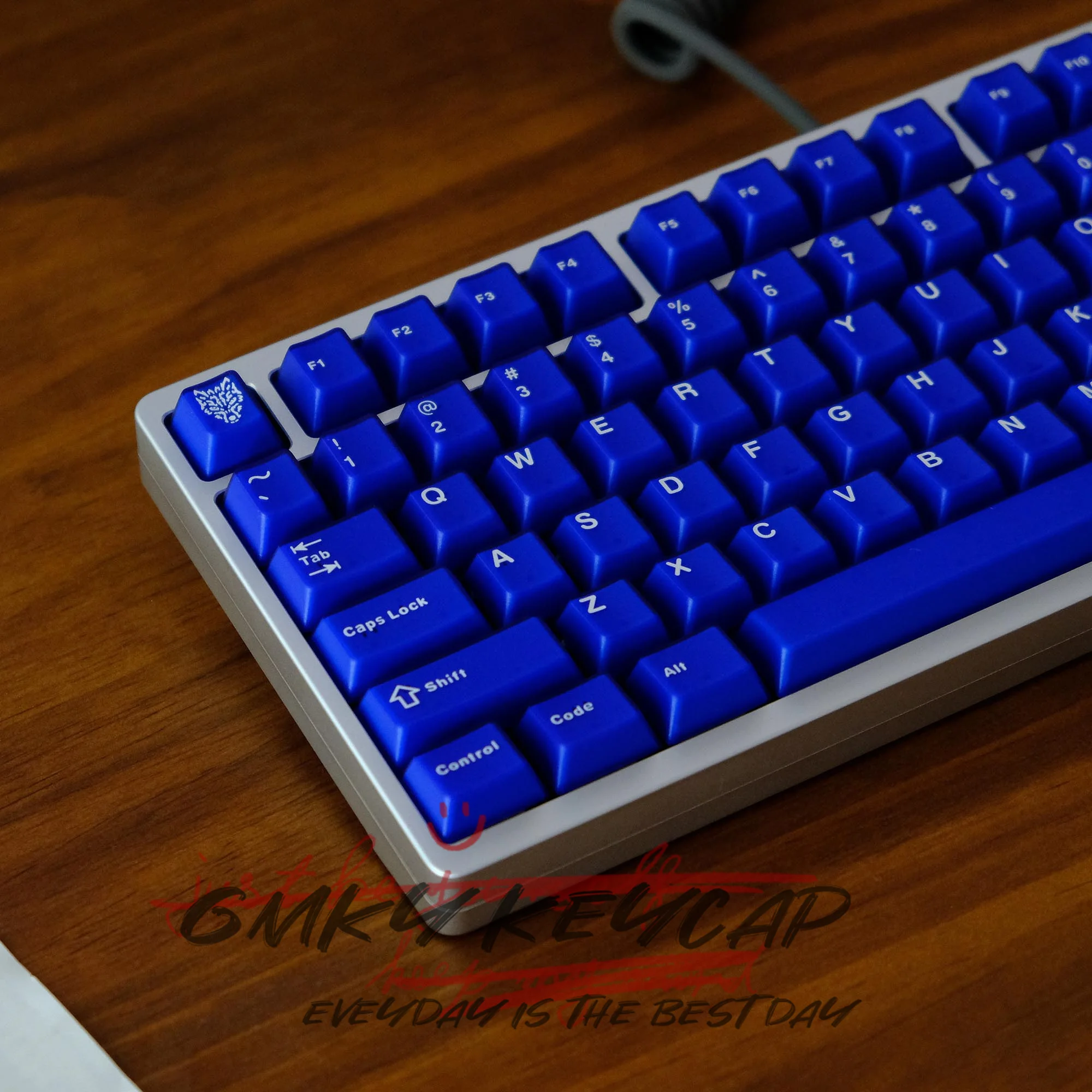 Imagem -05 - Gmky-teclados Semitransparentes Azuis Teclados 7u Perfil Cereja Tiro Duplo Abs Font Pbt Keycaps Frente para Teclado Mecânico Interruptor mx