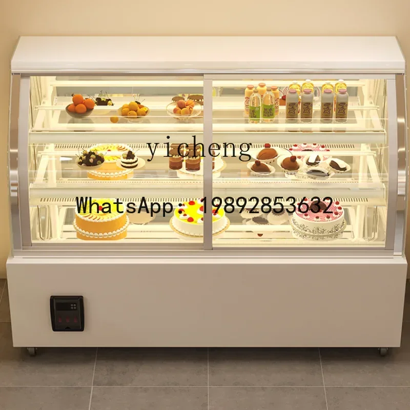 Hotel Buffet Dessert Cake Refrigerated Display Cabinet Front Door Coffee Shop Fruit Fresh Cabinet