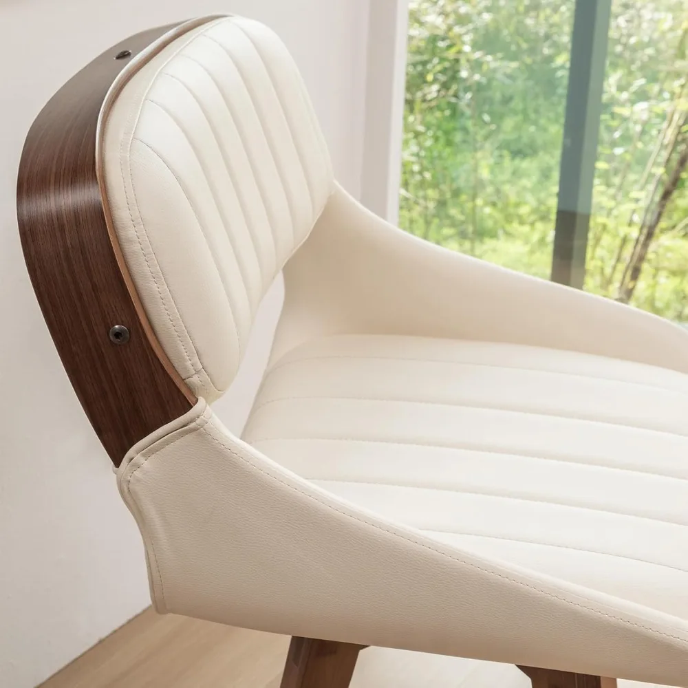 Set di 2 sgabelli da bar moderni ad altezza bancone - Sgabelli da bar girevoli della metà del secolo da 26,4 pollici con imbottitura in ecopelle, schienale con cuscino